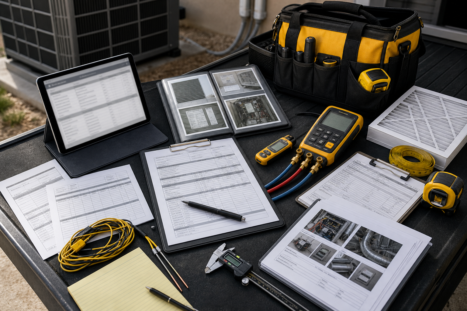 HVAC installation proof pack with commissioning tools